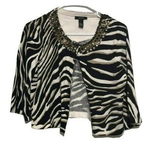 Alfani Zebra Metallic Crewneck Sweater Medium